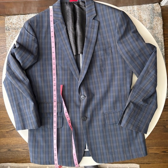 John Varvatos Men’s Seersucker Unstructured Blazer Jacket Size 42R Blue - Picture 2 of 8